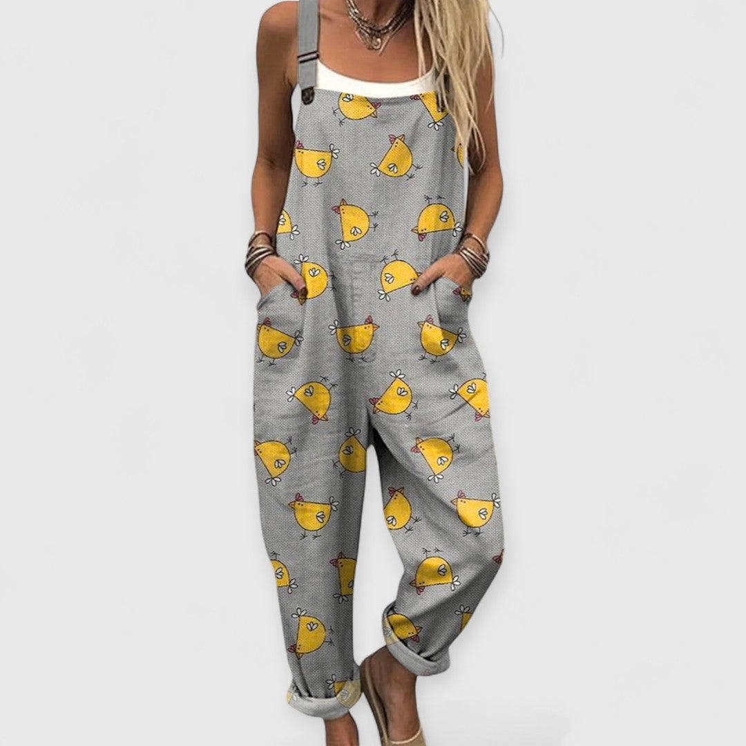 Althea - Damen Vintage Weitbeiniger Jumpsuit