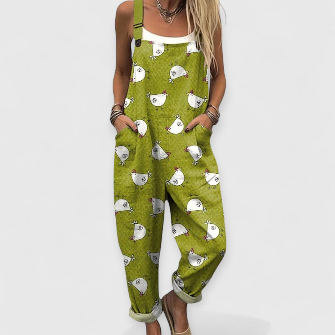 Althea - Damen Vintage Weitbeiniger Jumpsuit