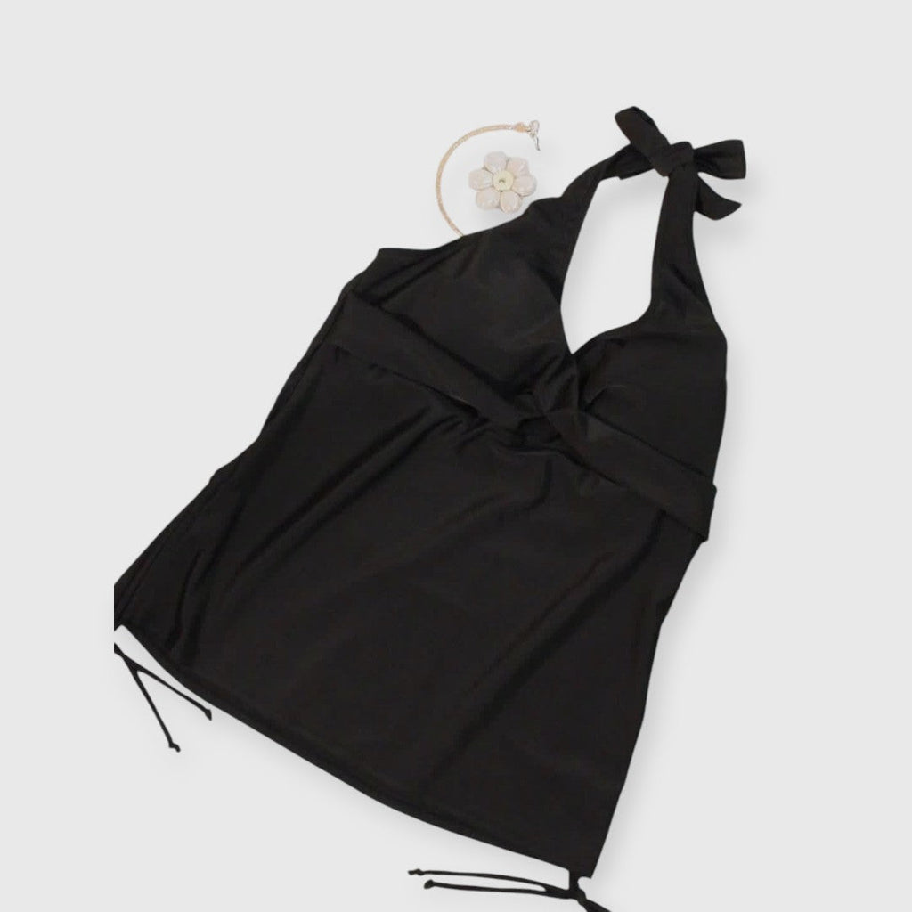 Via – Elegantes Halterneck Tankini Set in Schwarz