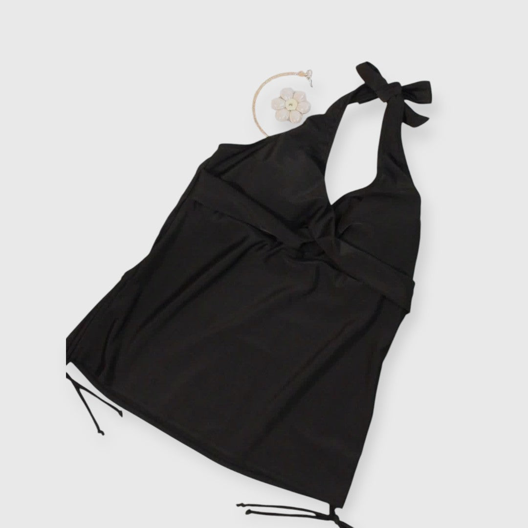 Via – Elegantes Halterneck Tankini Set in Schwarz