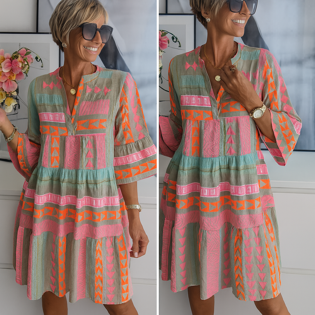 Stacey – Besticktes Boho-Sommerkleid in Mini-Länge